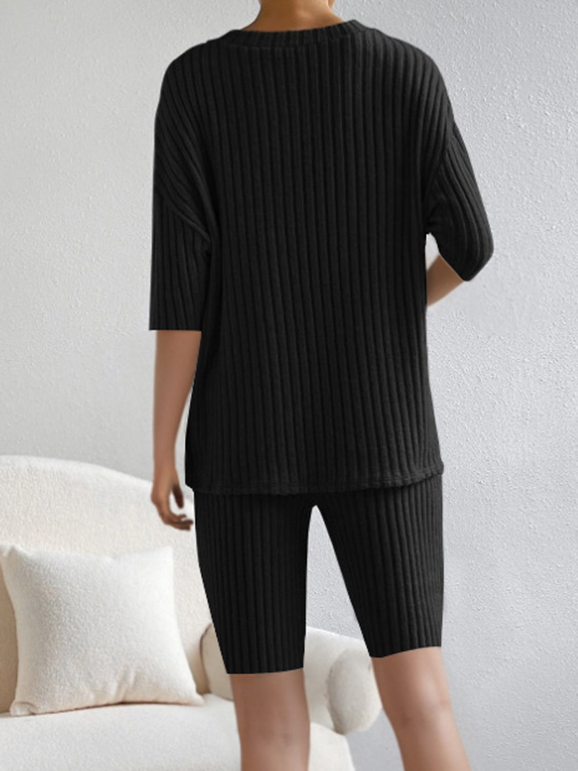 Ribbed V-Neck Top and Shorts Set | Sugarz Chique Boutique