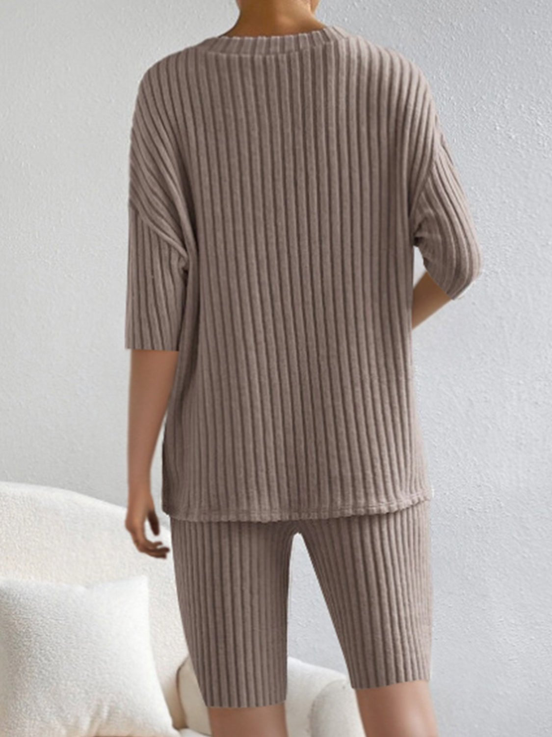 Ribbed V-Neck Top and Shorts Set | Sugarz Chique Boutique