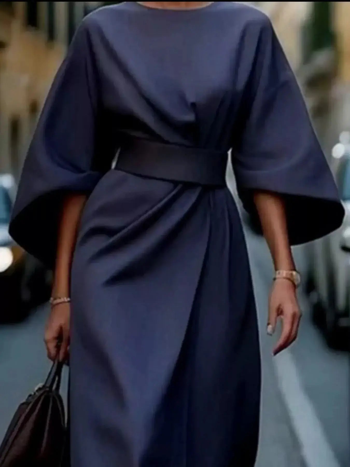 Round Neck 3/4 Sleeve Dress | Sugarz Chique Boutique