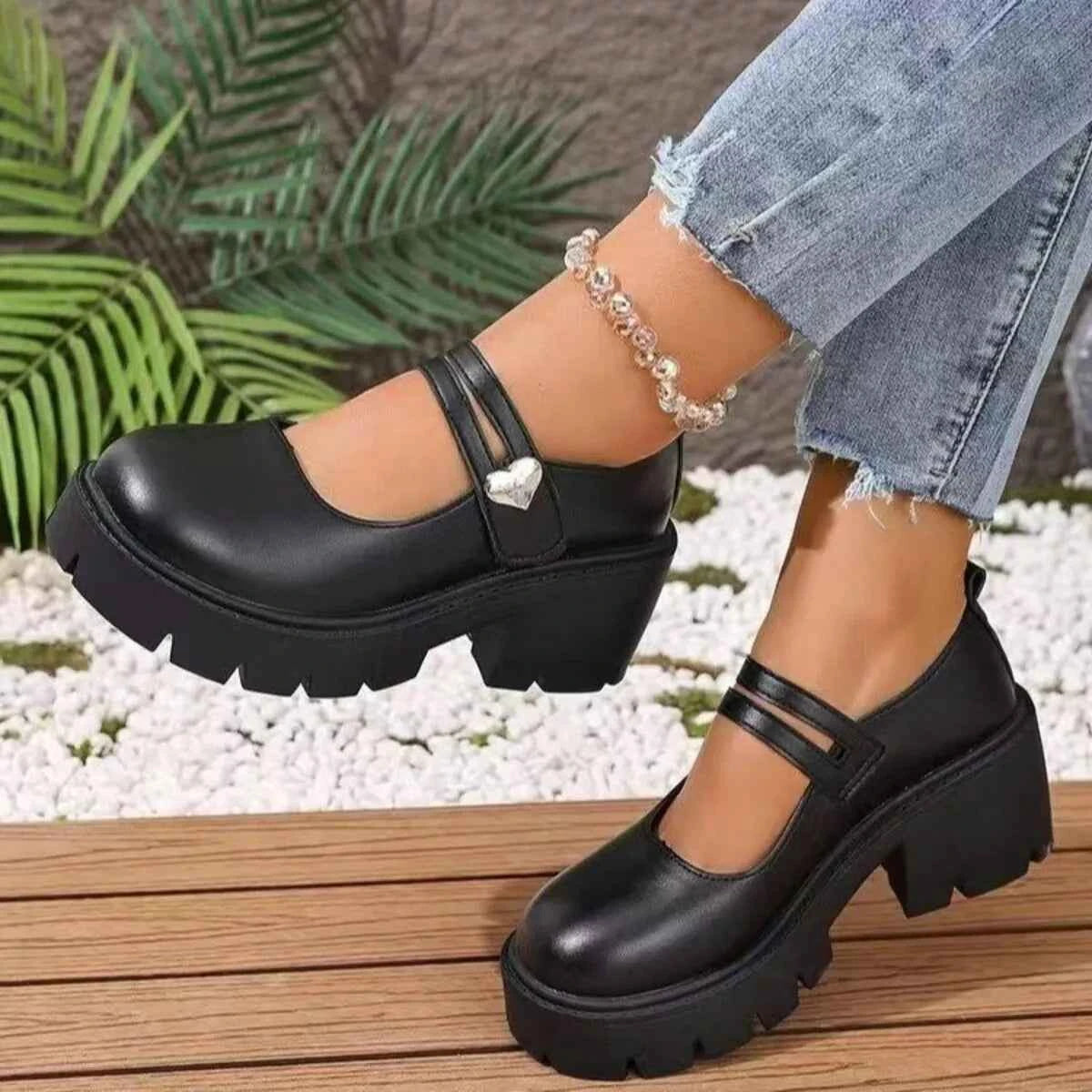 Round Toe Block Heels Loafers
