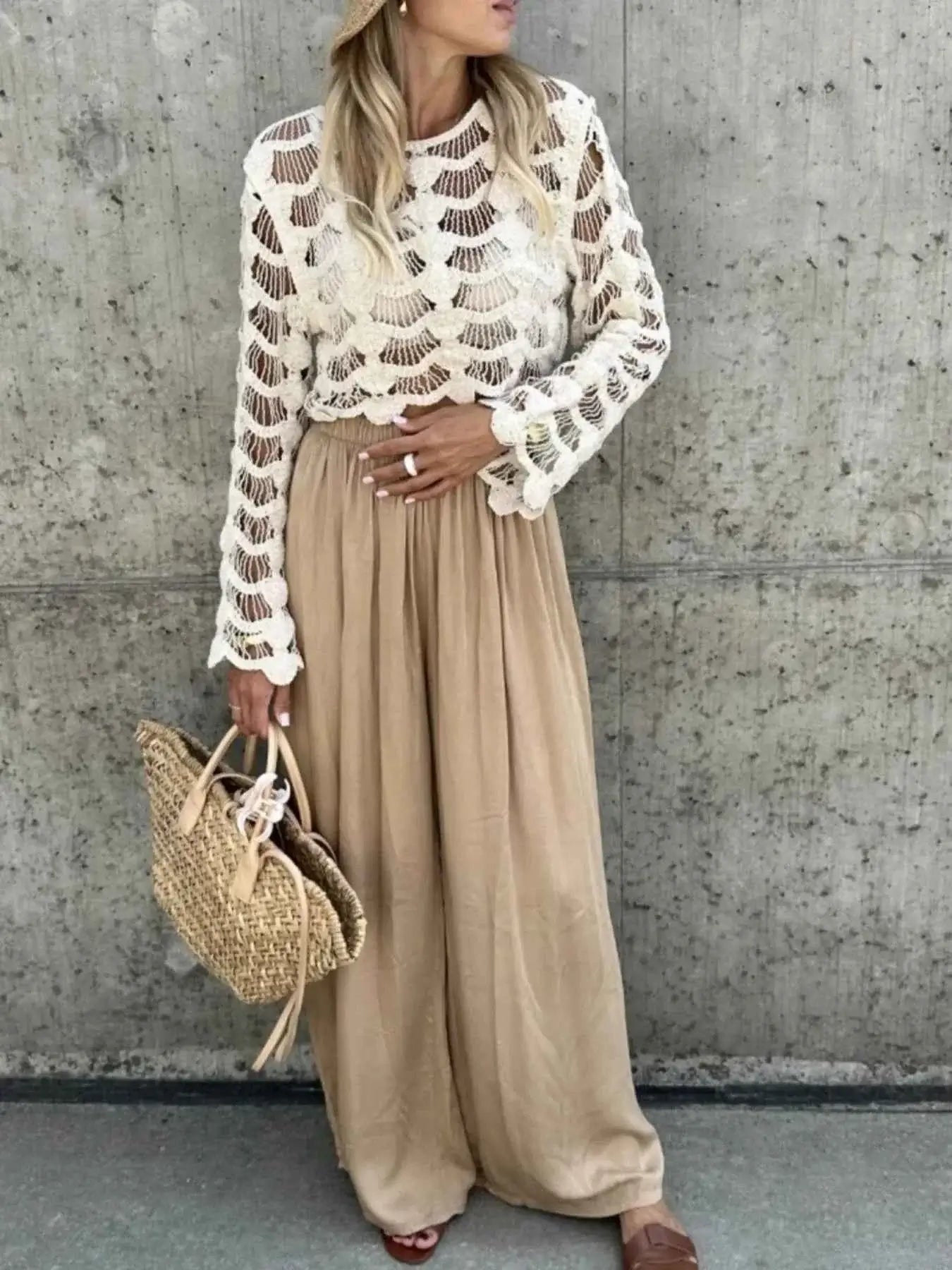 Crochet Long Sleeve Knit Cover Up