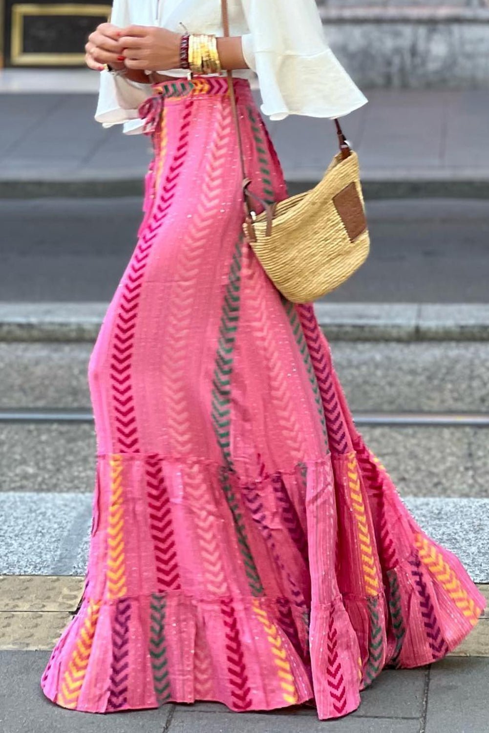 Drawstring Geometric High Waist Skirt | Sugarz Chique Boutique