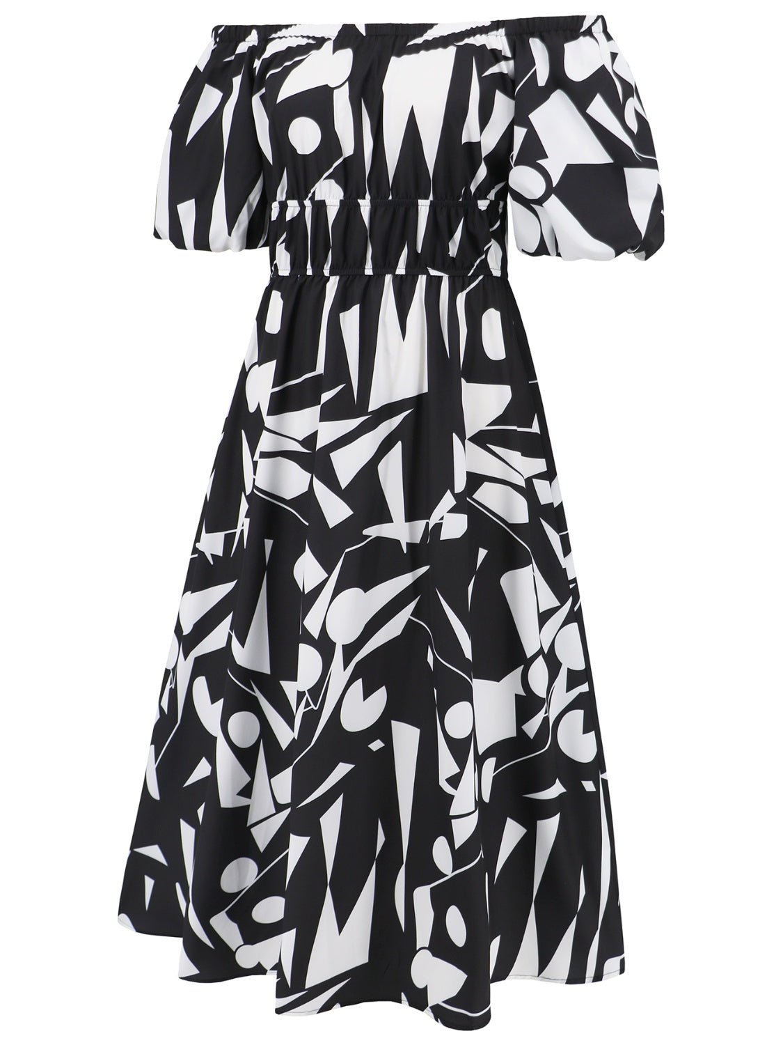 Printed Off-Shoulder Balloon Sleeve Dress | Sugarz Chique Boutique