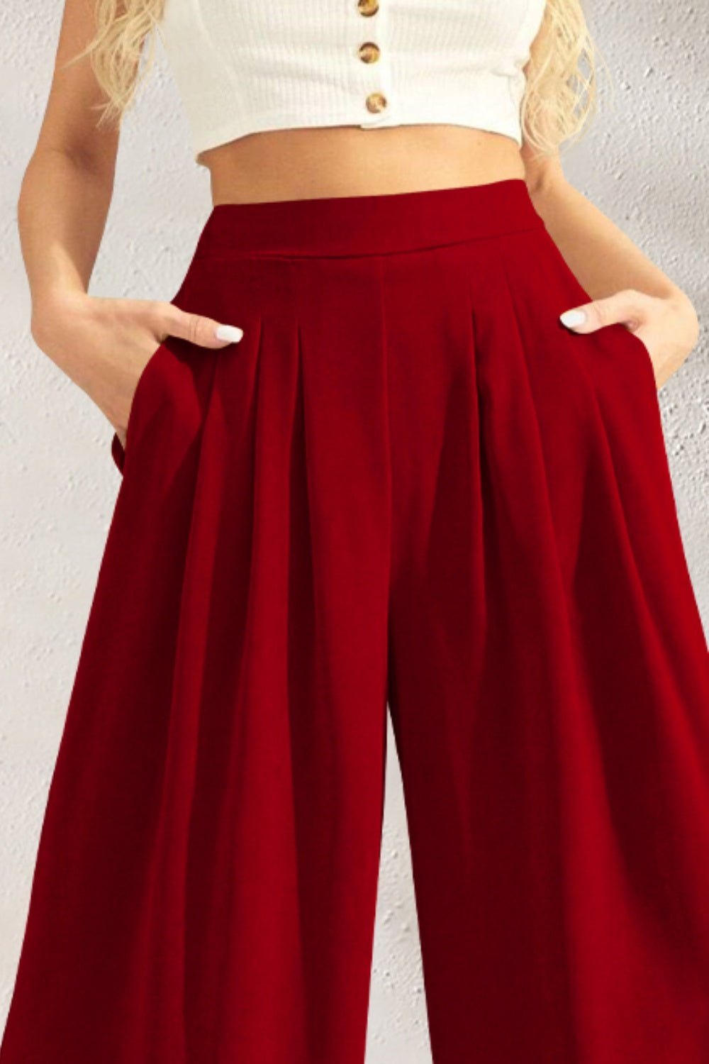 Pocketed High Waist Wide Leg Pants | Sugarz Chique Boutique