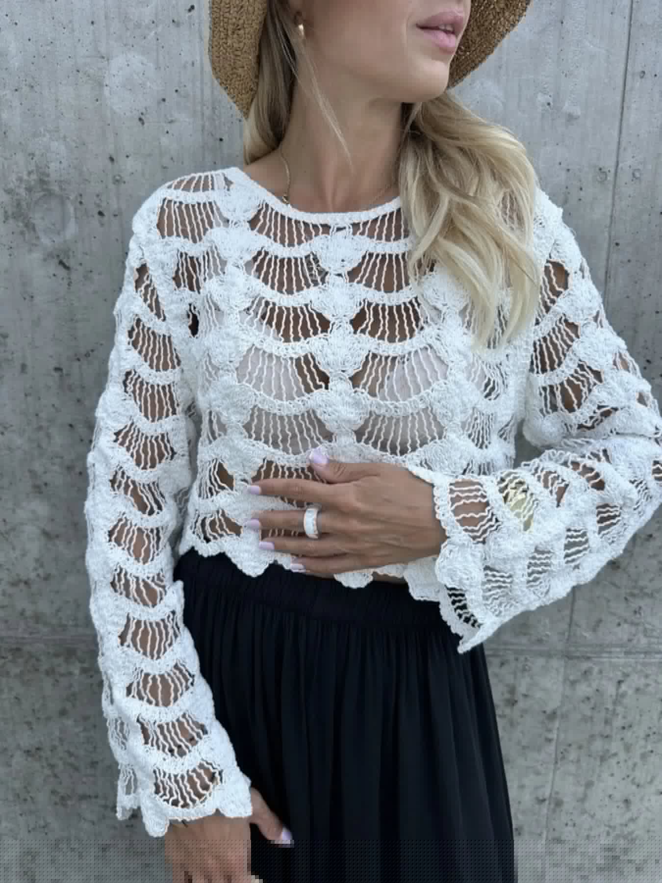 Crochet Long Sleeve Knit Cover Up | Sugarz Chique Boutique