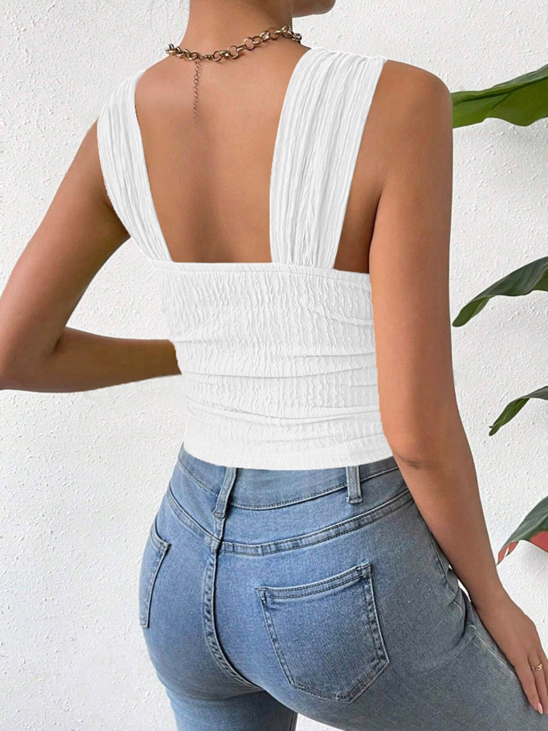 Textured Square Neck Wide Strap Tank | Sugarz Chique Boutique