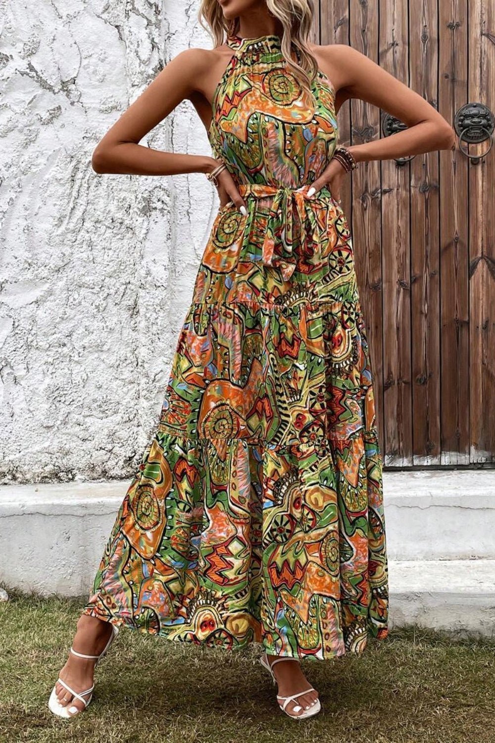 Tied Slit Floral Sleeveless Dress | Sugarz Chique Boutique
