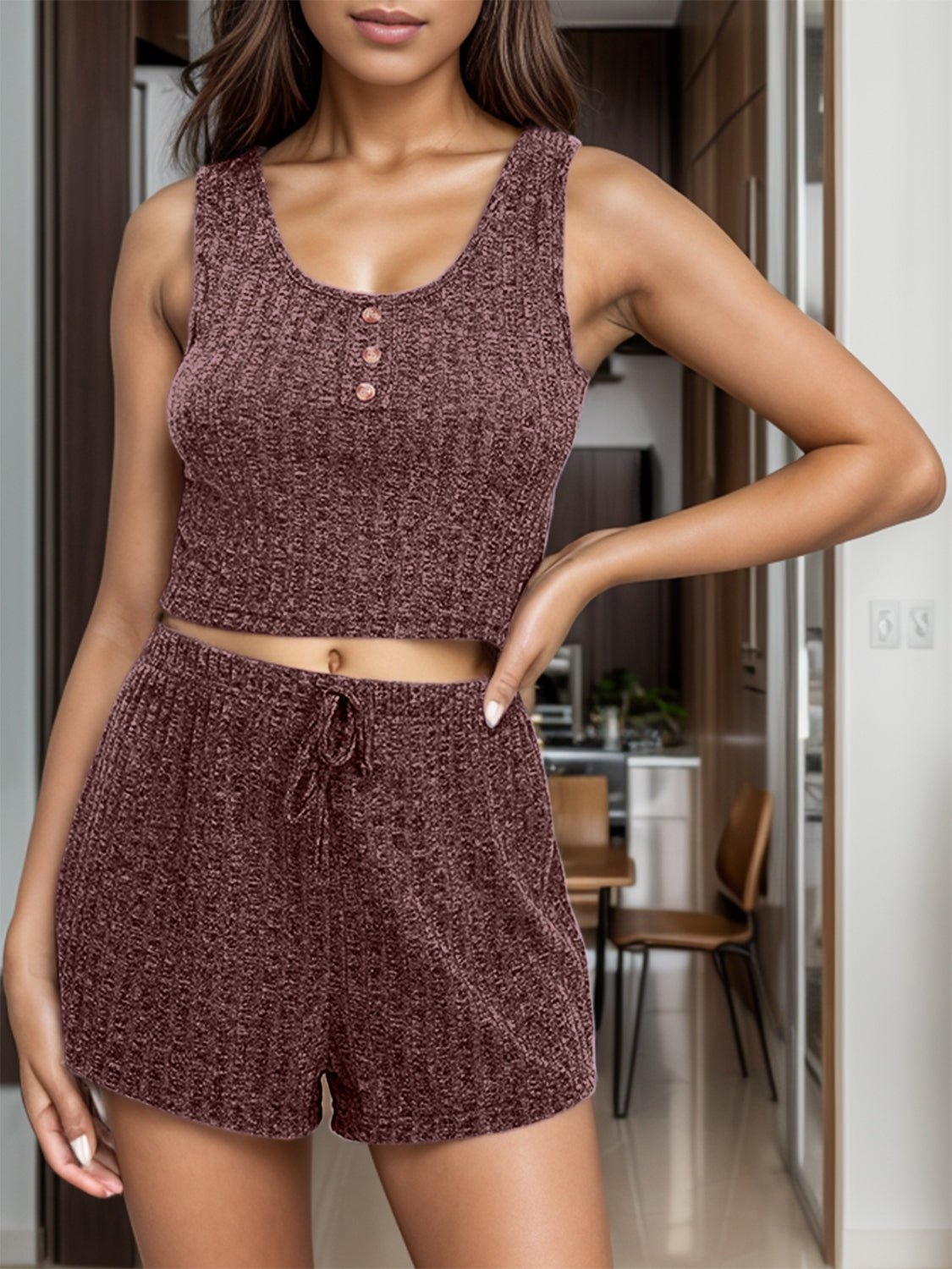 Scoop Neck Top and Shorts Lounge Set | Sugarz Chique Boutique