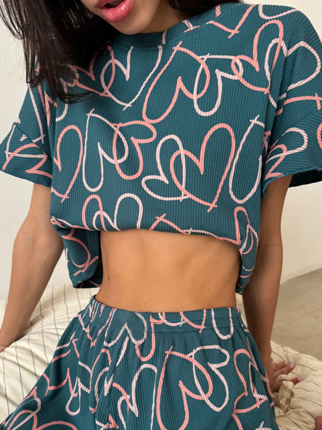 Printed Round Neck Top and Shorts Set | Sugarz Chique Boutique