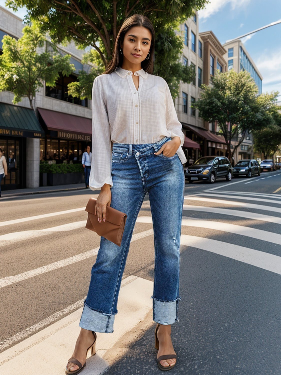 Mid-Rise Waist Jeans with Pockets | Sugarz Chique Boutique