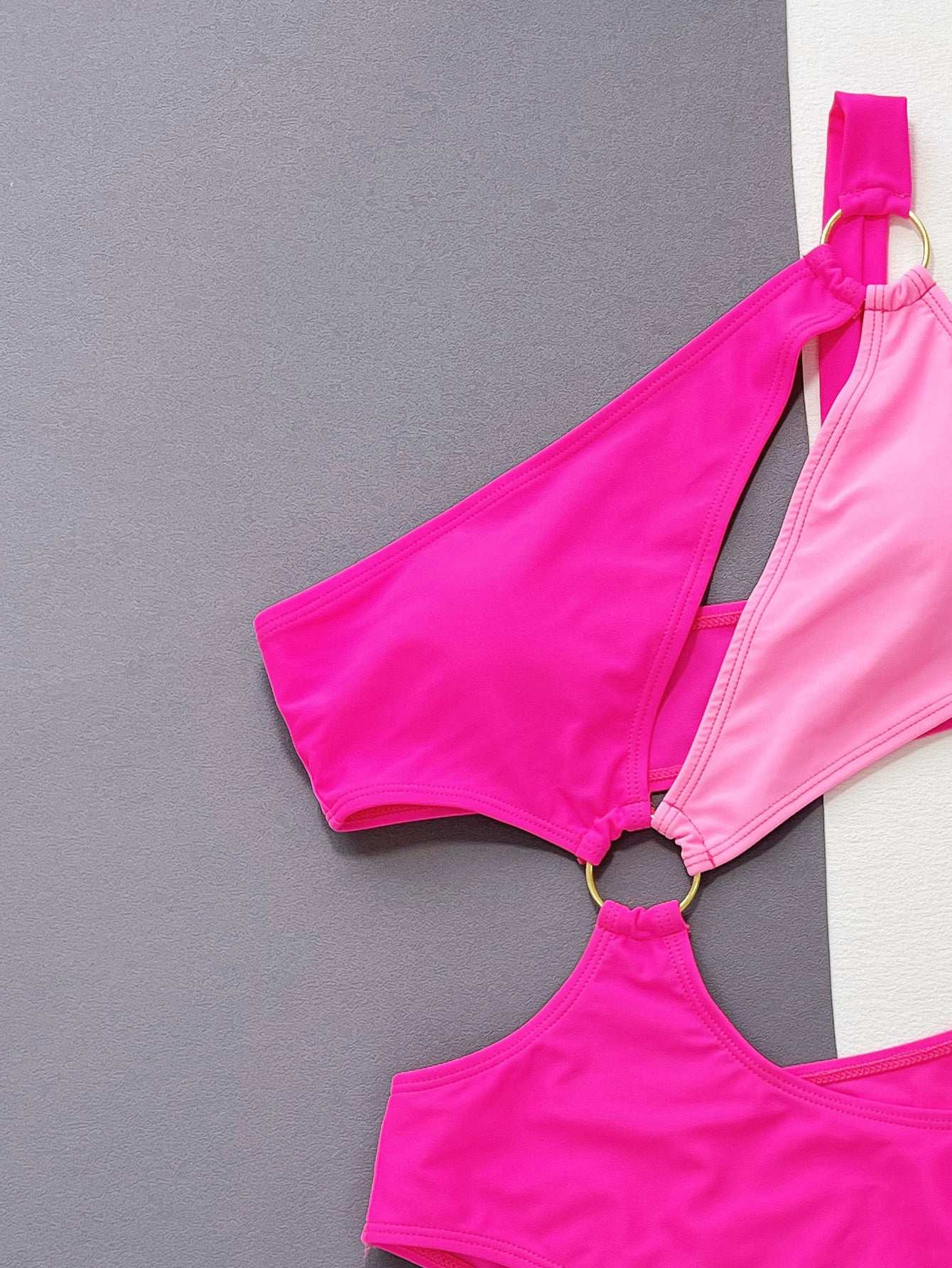 One-Shoulder Cutout Ring Detail One-Piece Swimsuit | Sugarz Chique Boutique