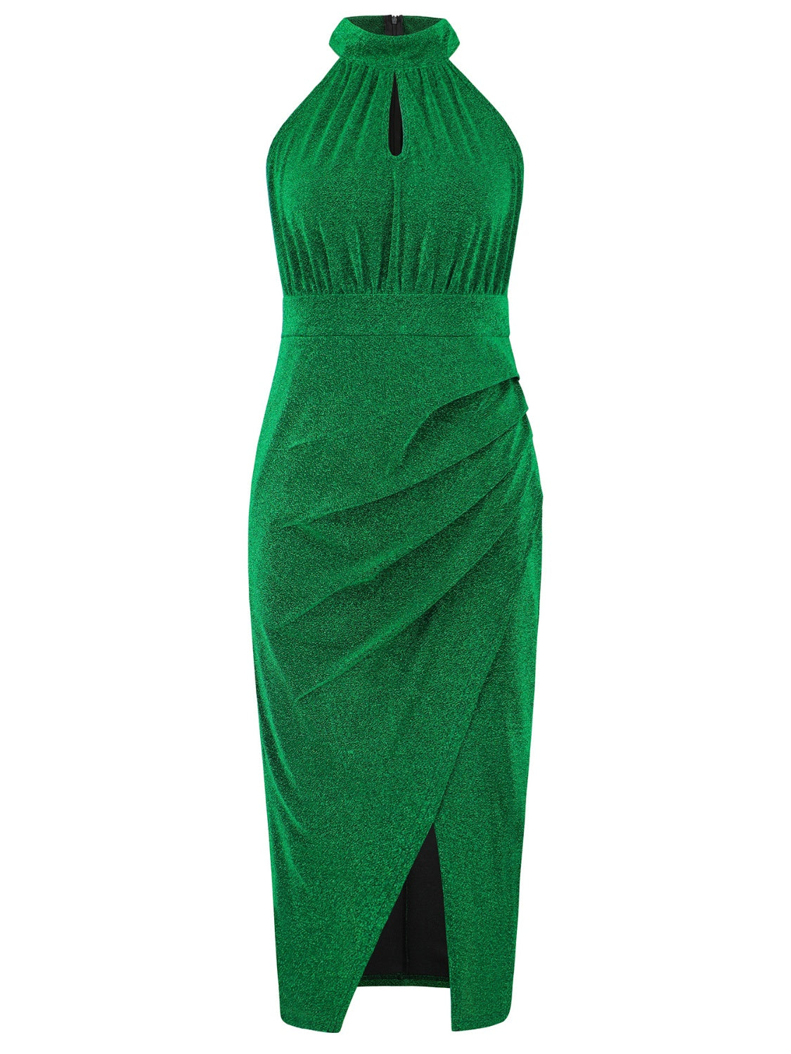 Slit Ruched Mock Neck Sleeveless Dress - Sugarz Chique Boutique