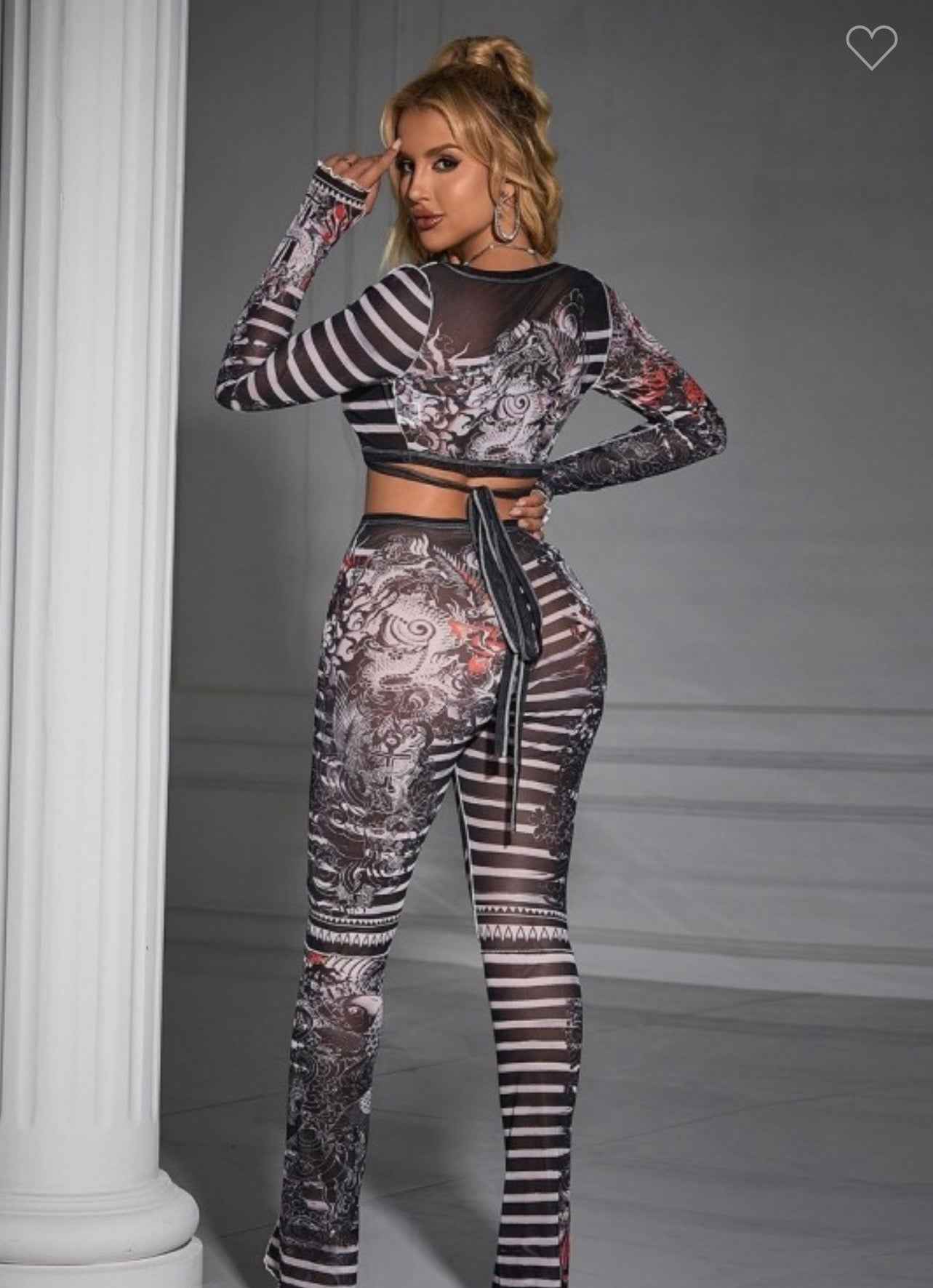 Mesh Printed Pant Set
