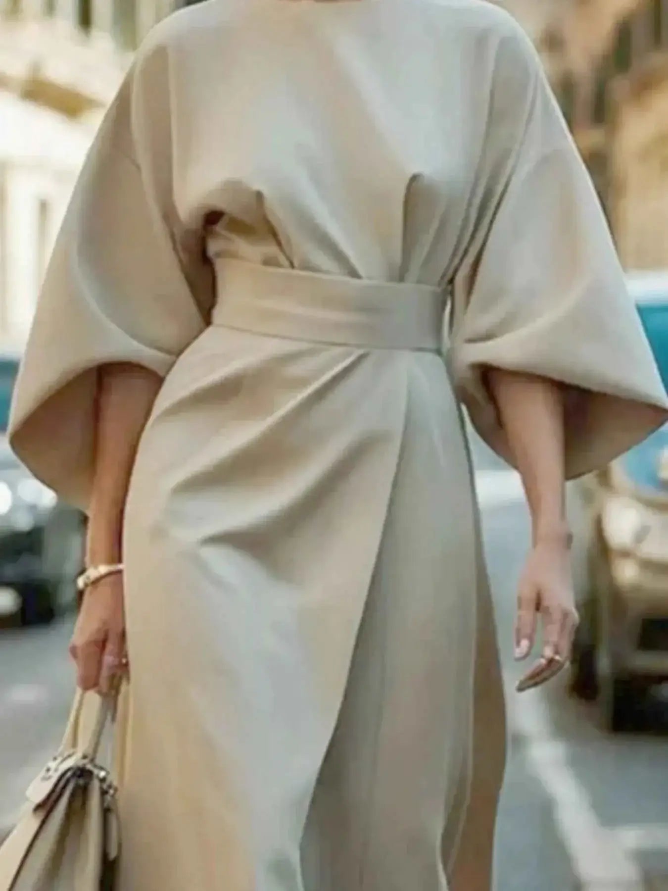 Round Neck 3/4 Sleeve Dress | Sugarz Chique Boutique