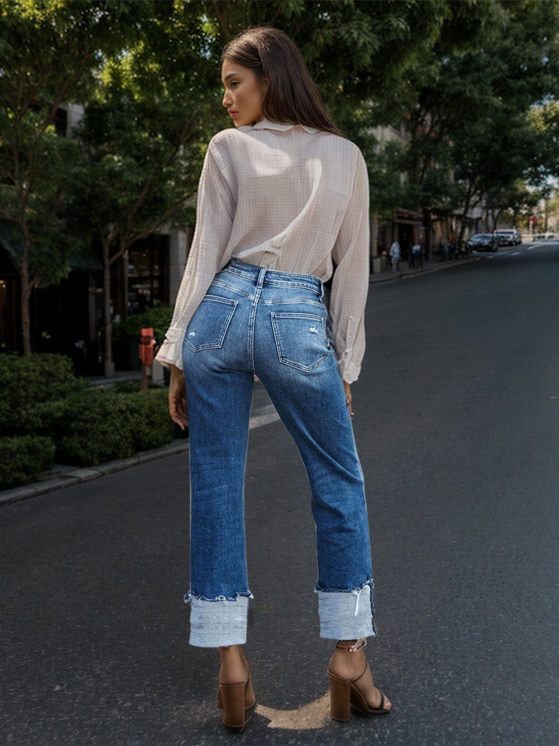 Mid-Rise Waist Jeans with Pockets | Sugarz Chique Boutique