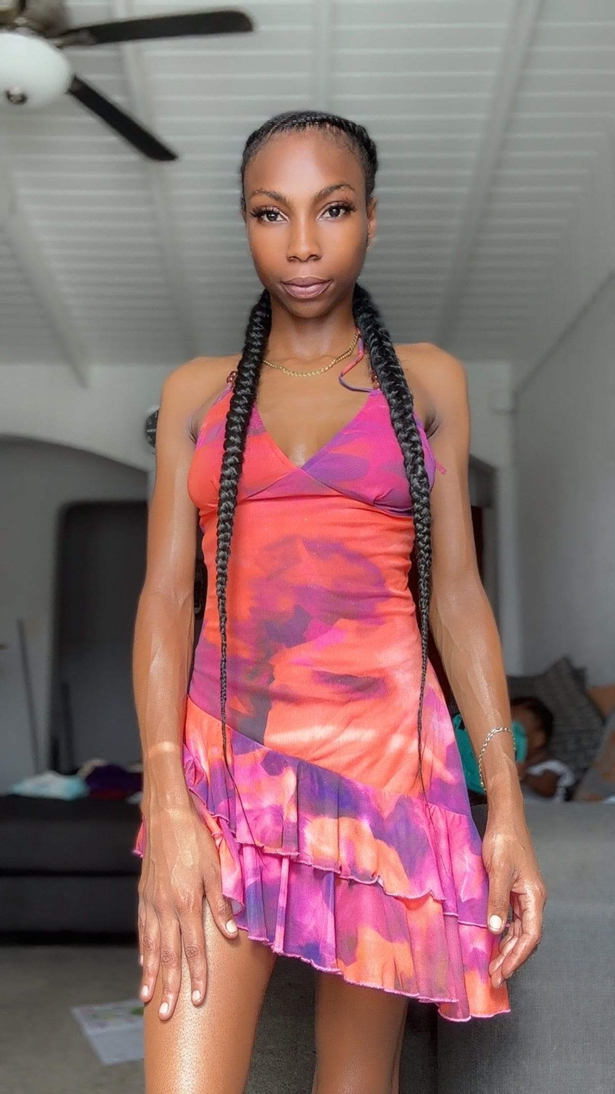 Ruffled Asymmetrical Mini Dress