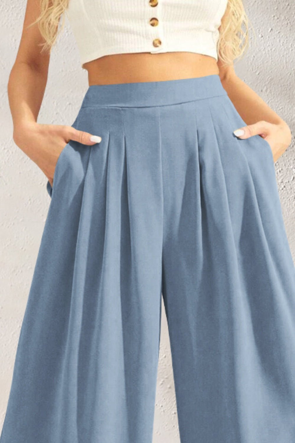 Pocketed High Waist Wide Leg Pants | Sugarz Chique Boutique