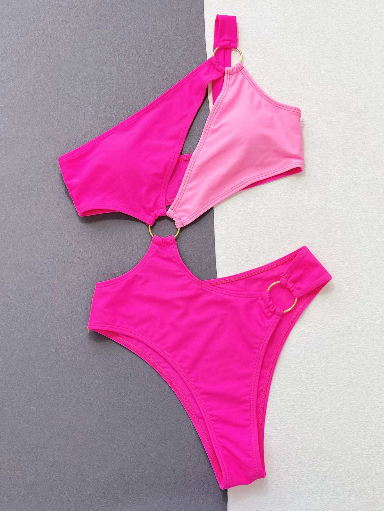 One-Shoulder Cutout Ring Detail One-Piece Swimsuit | Sugarz Chique Boutique