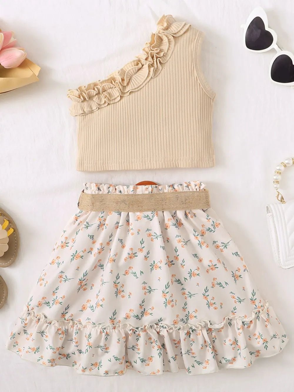 Single Shoulder Top and Printed Skirt Set | Sugarz Chique Boutique