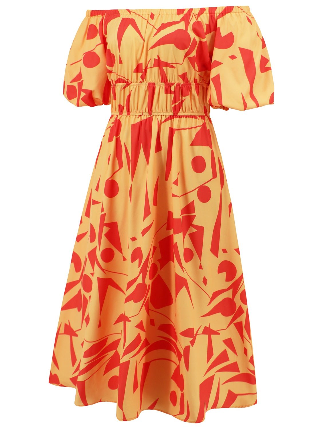Printed Off-Shoulder Balloon Sleeve Dress | Sugarz Chique Boutique
