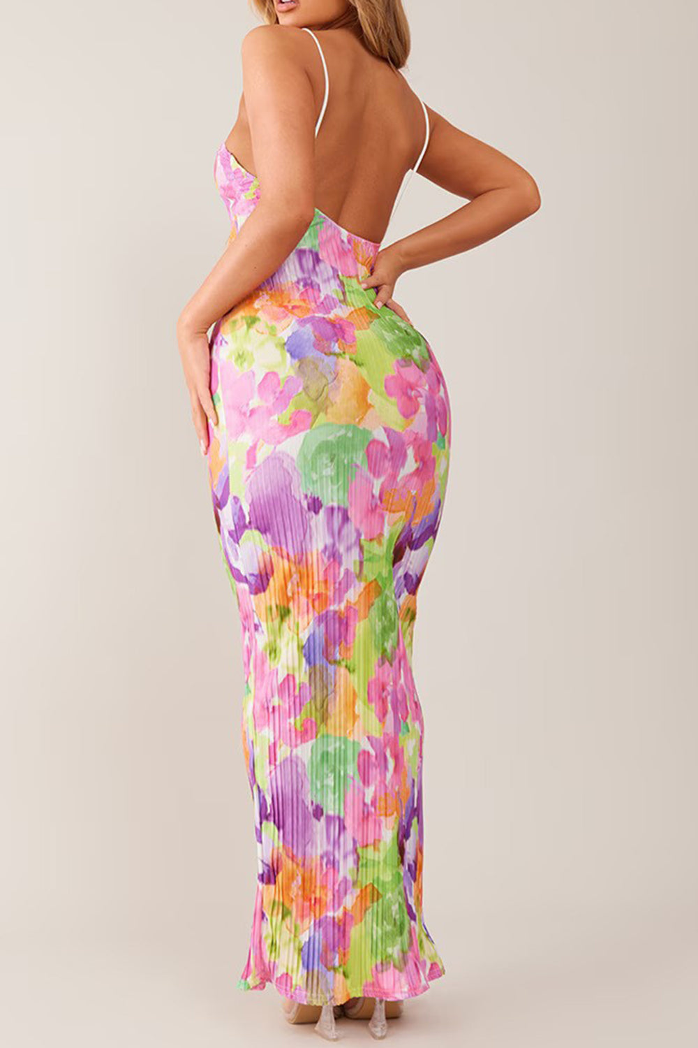 Backless Printed Maxi Cami Dress | Sugarz Chique Boutique