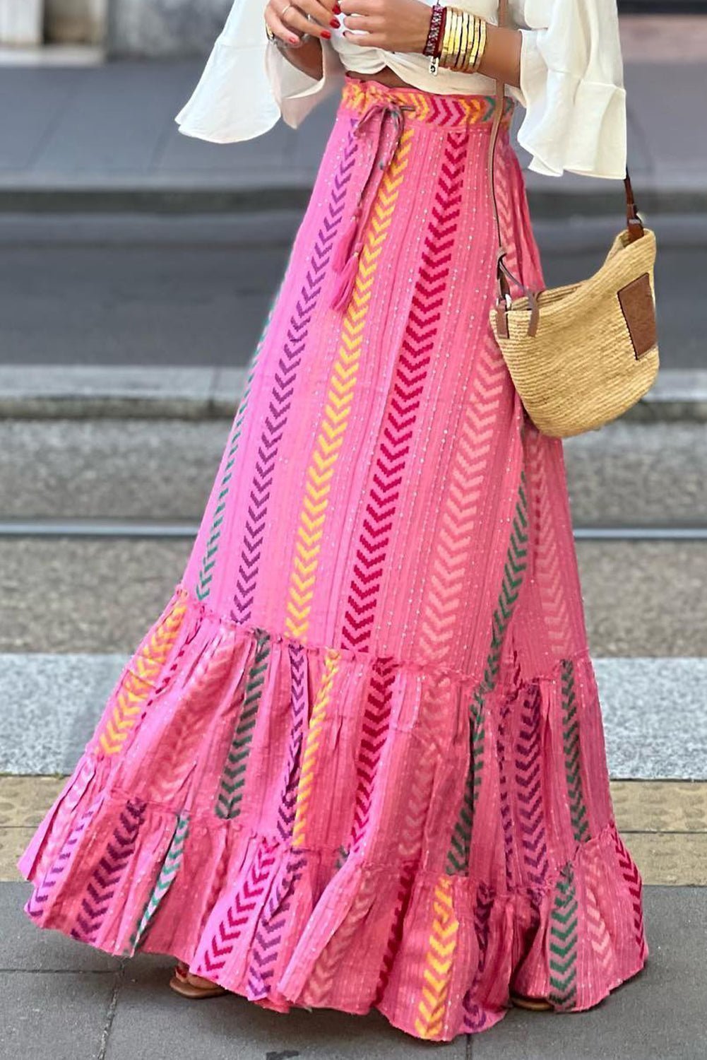Drawstring Geometric High Waist Skirt | Sugarz Chique Boutique