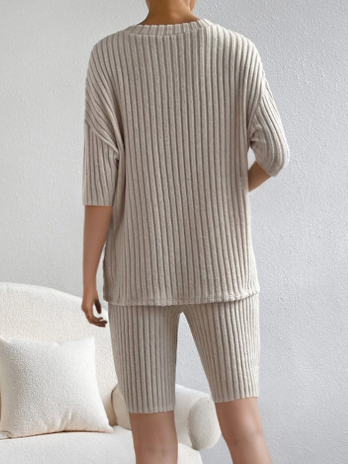 Ribbed V-Neck Top and Shorts Set | Sugarz Chique Boutique