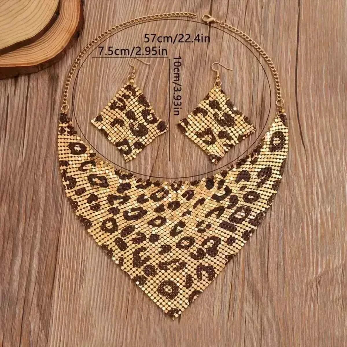 Leopard Necklace and Earrings Jewelry Set | Sugarz Chique Boutique