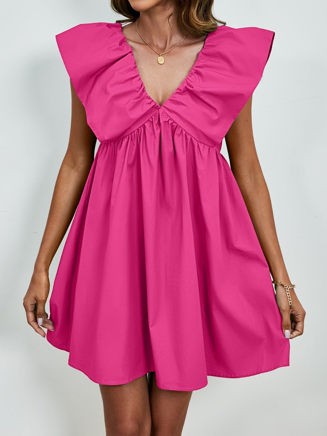 V-Neck Cap Sleeve Mini Dress | Sugarz Chique Boutique