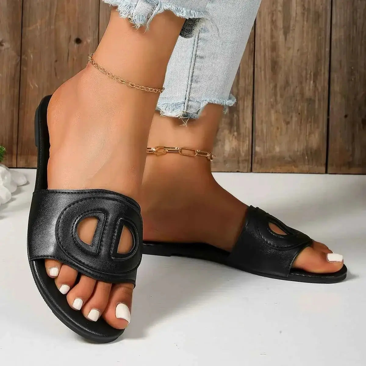 Open Toe Flats Sandals | Sugarz Chique Boutique