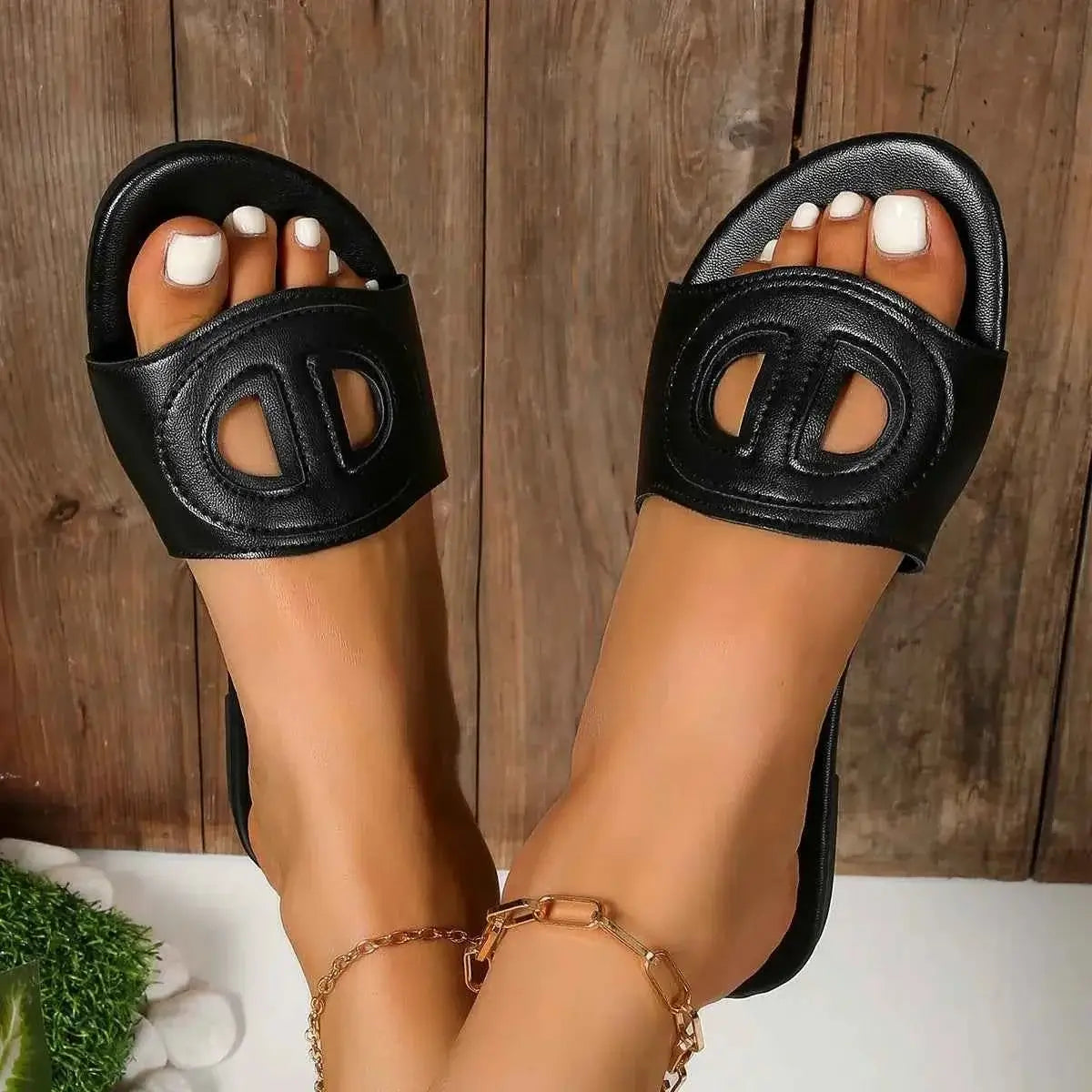Open Toe Flats Sandals | Sugarz Chique Boutique