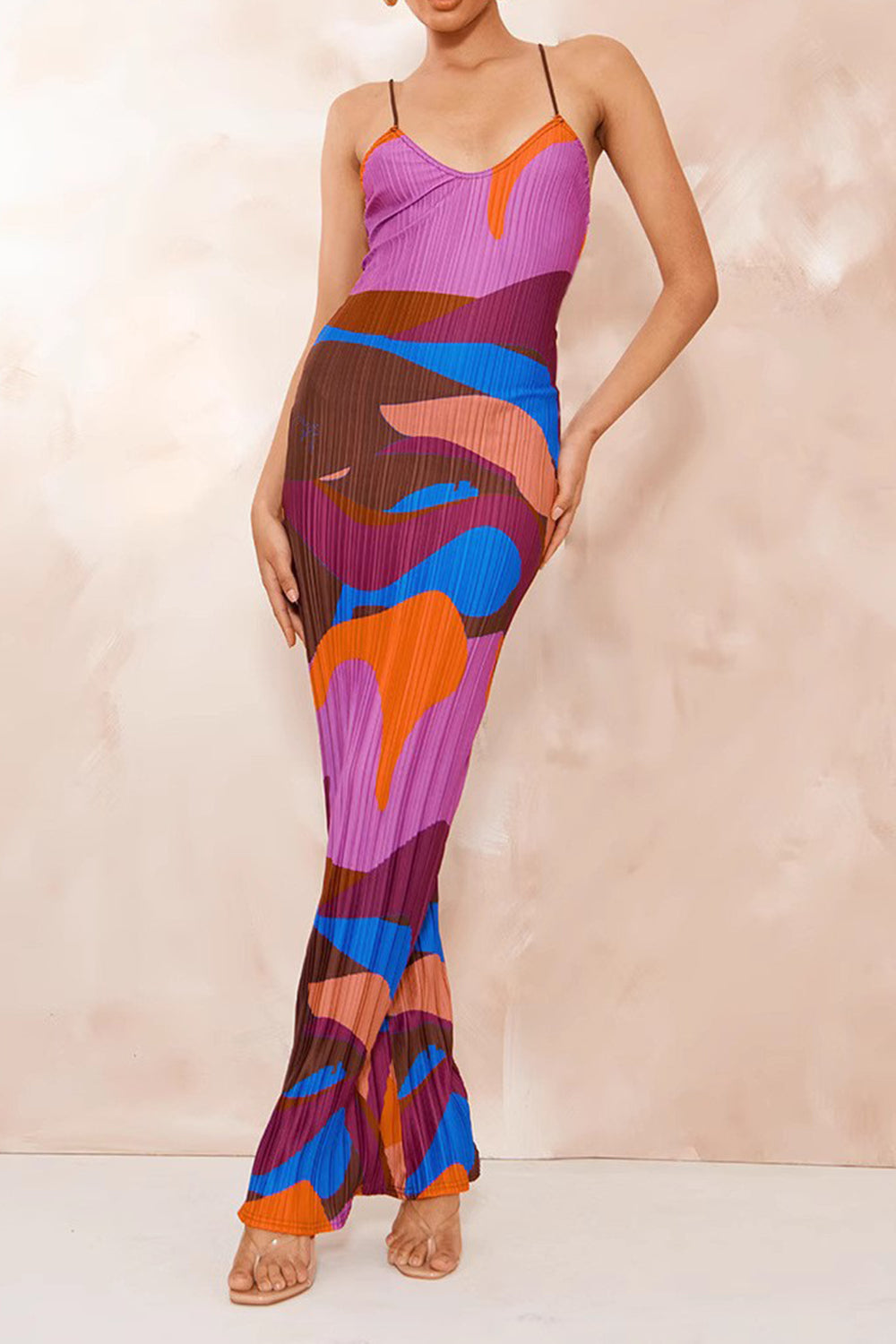 Backless Printed Maxi Cami Dress | Sugarz Chique Boutique