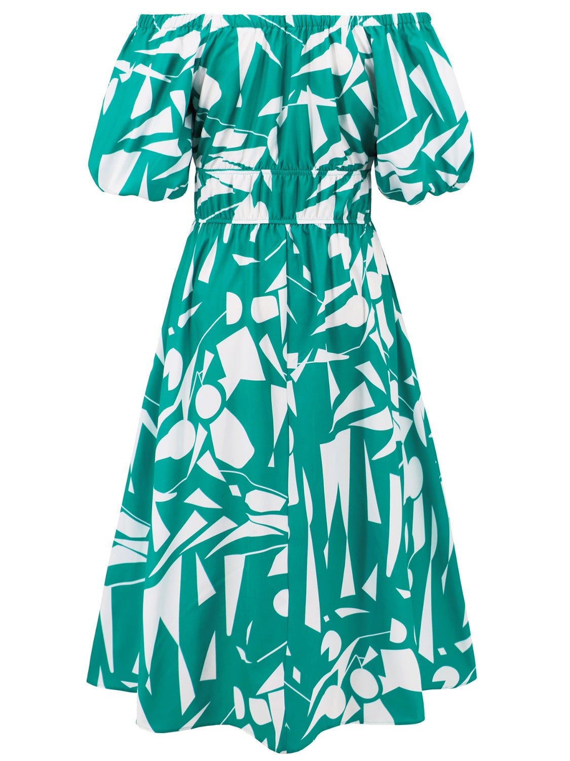 Printed Off-Shoulder Balloon Sleeve Dress | Sugarz Chique Boutique