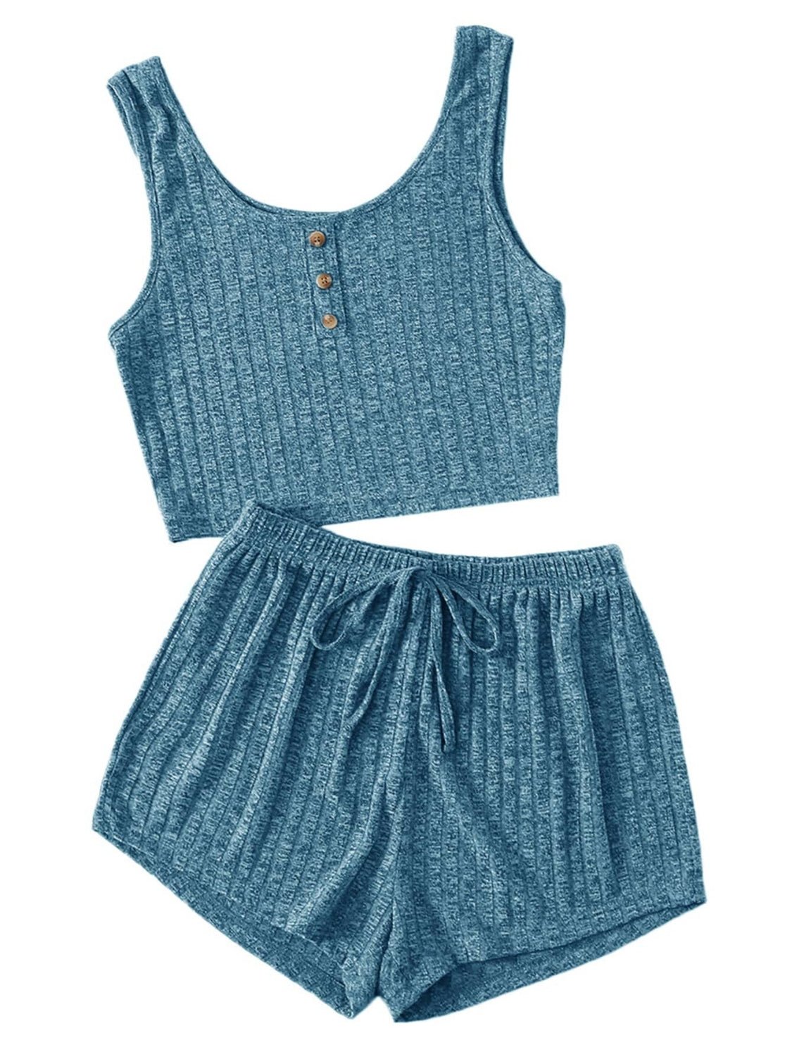 Scoop Neck Top and Shorts Lounge Set | Sugarz Chique Boutique