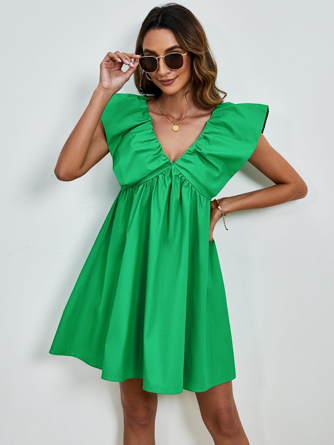 V-Neck Cap Sleeve Mini Dress | Sugarz Chique Boutique