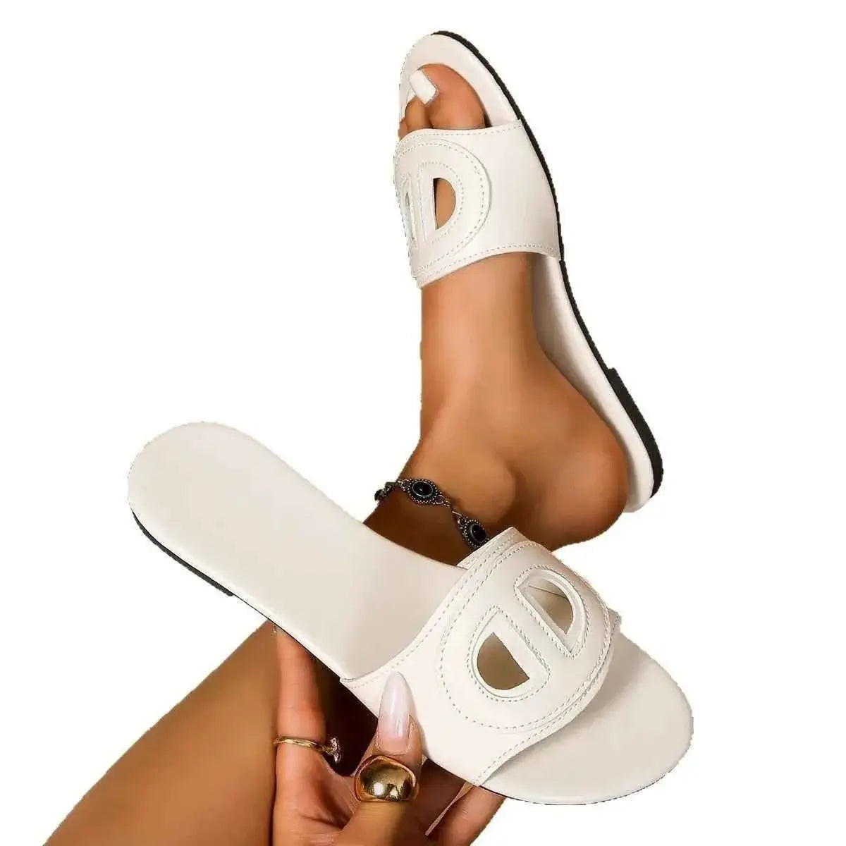 Open Toe Flats Sandals | Sugarz Chique Boutique
