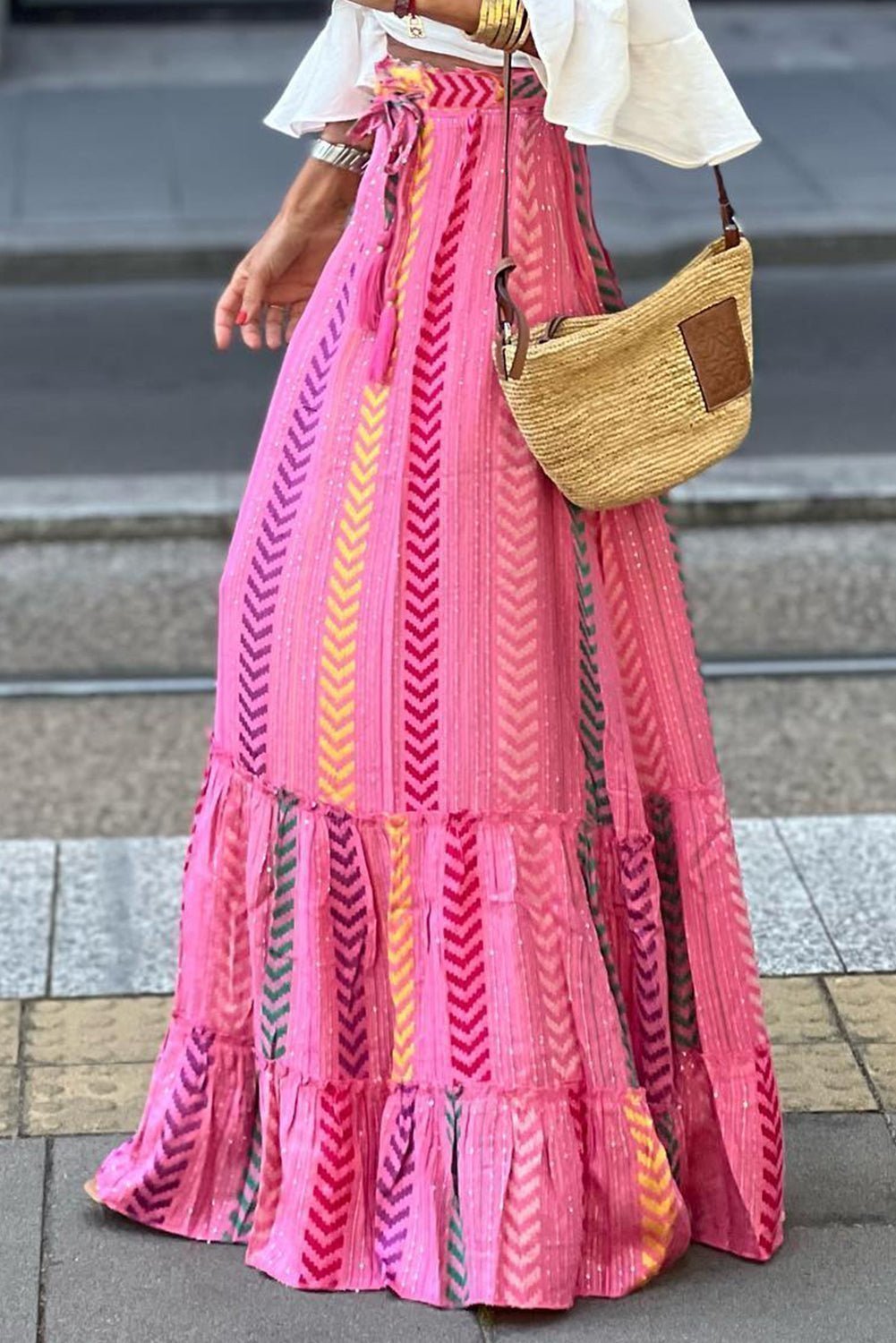 Drawstring Geometric High Waist Skirt | Sugarz Chique Boutique