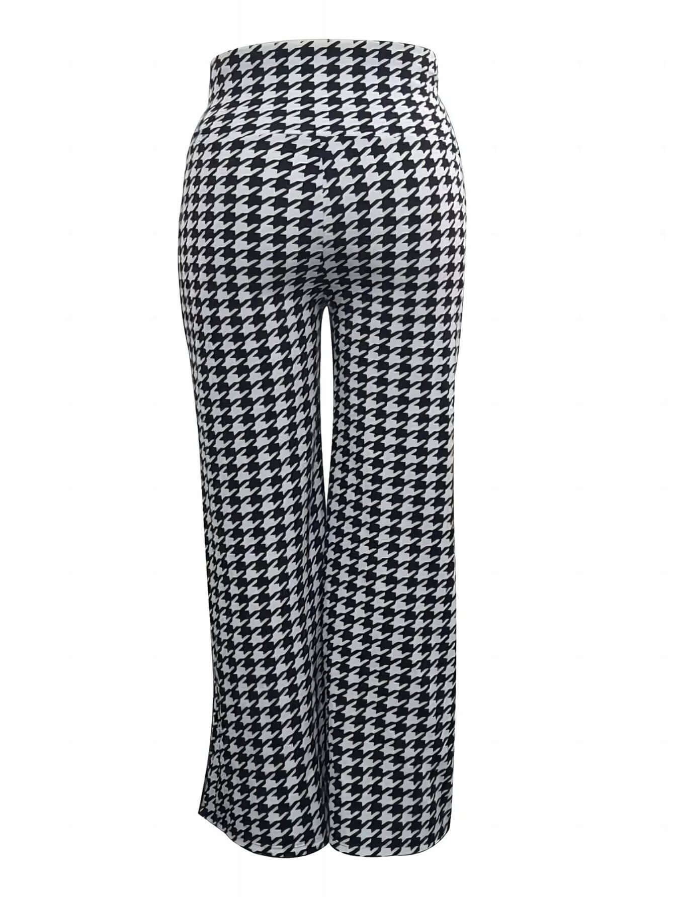 Plus Size Bird Check Comfortable Loose Women's Straight Leg Pants - Sugarz Chique Boutique