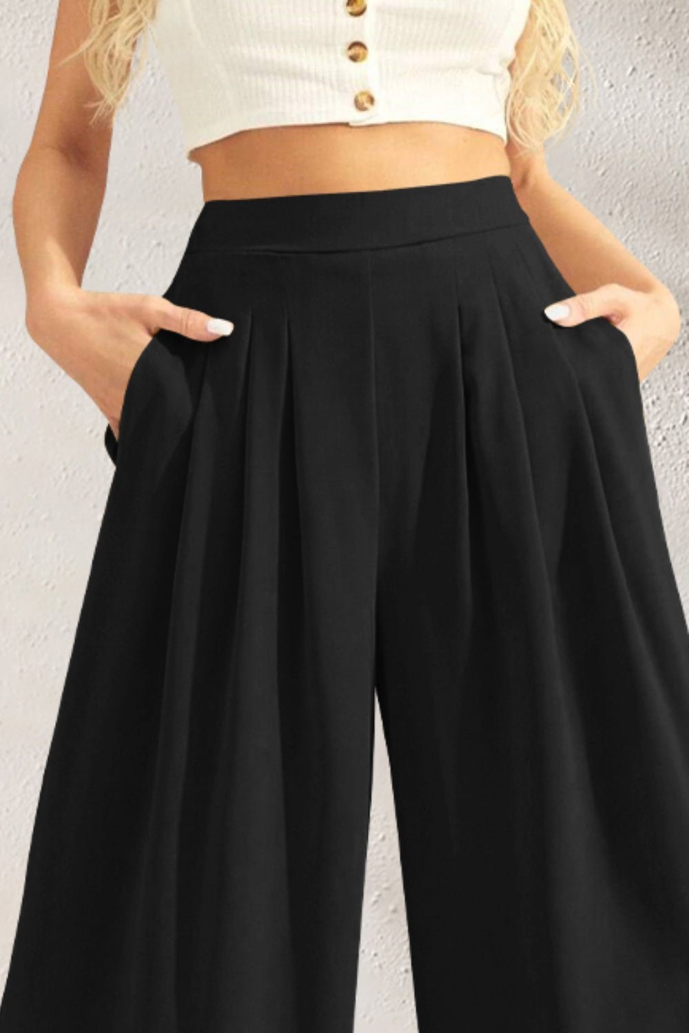Pocketed High Waist Wide Leg Pants | Sugarz Chique Boutique