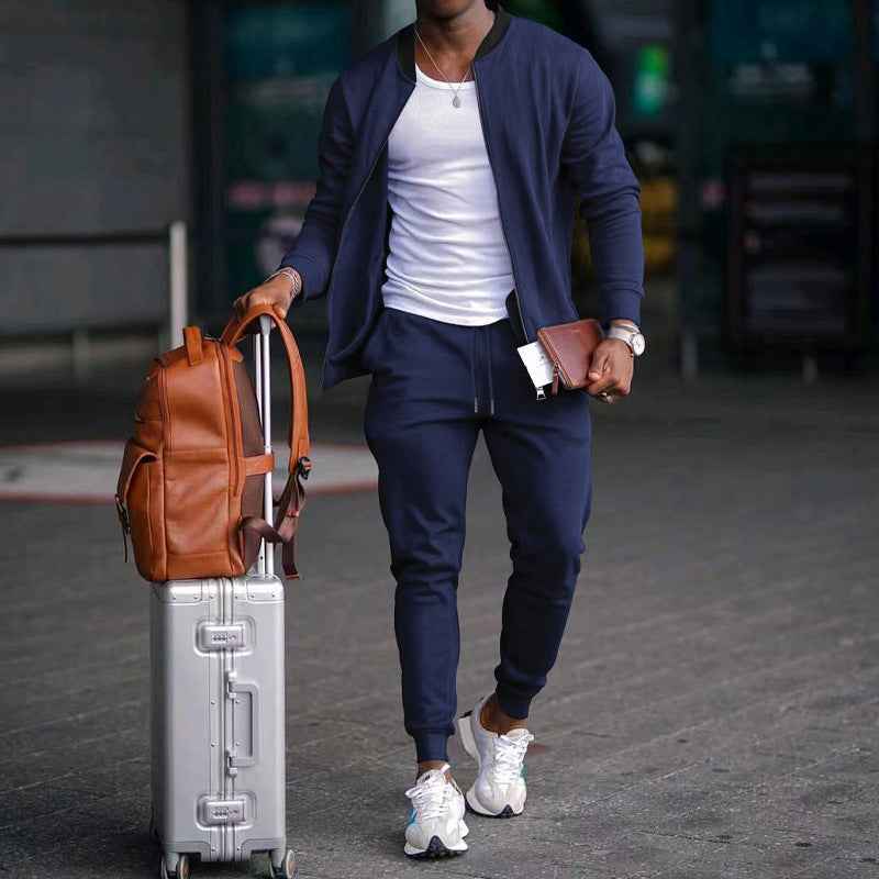 Men's new casual solid color baseball collar jacket suit | Sugarz Chique Boutique