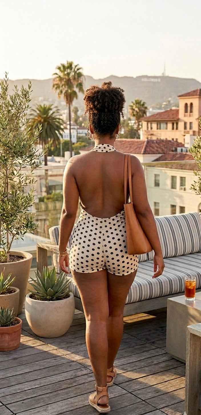 Polka Dot Halter Neck Romper