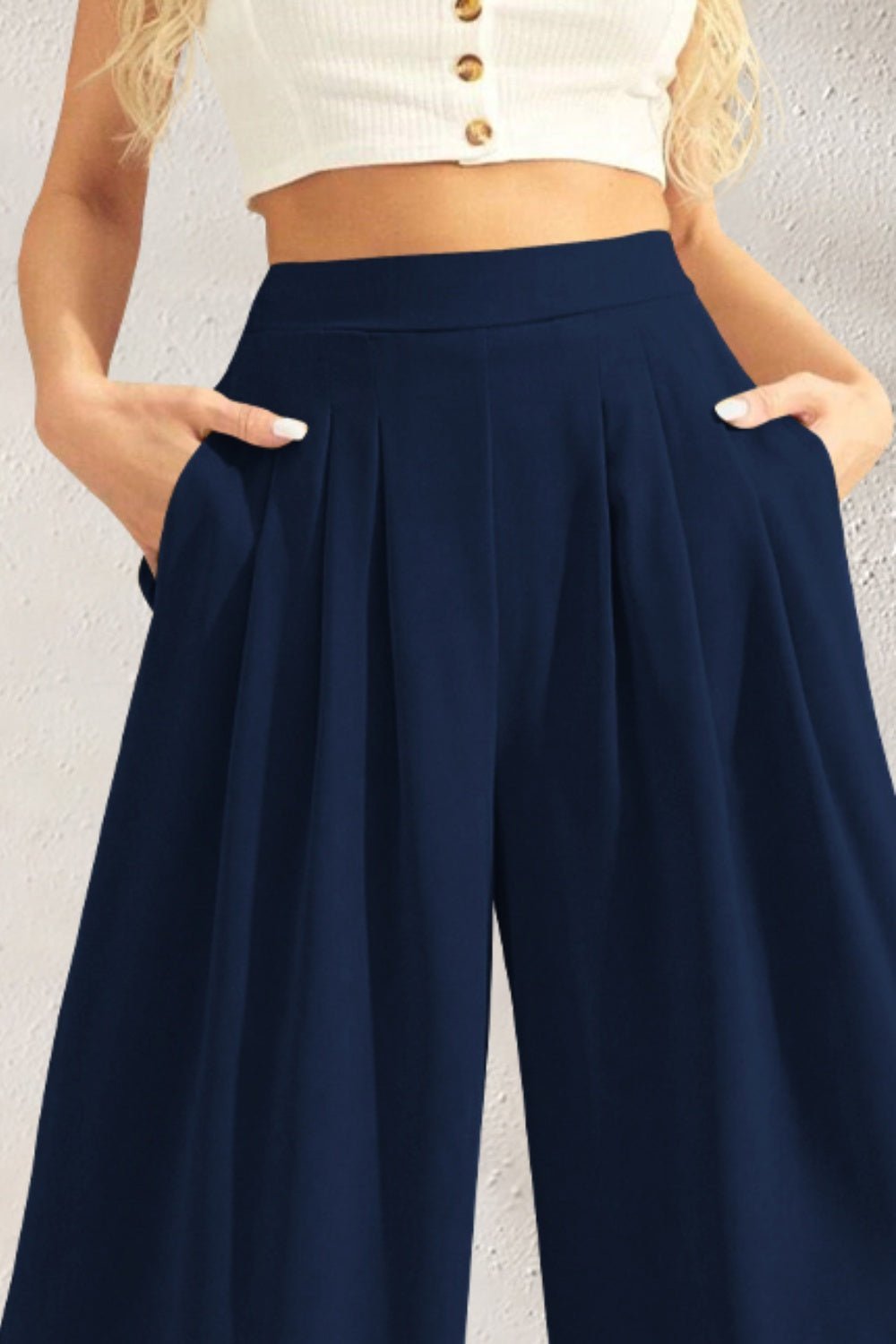 Pocketed High Waist Wide Leg Pants | Sugarz Chique Boutique