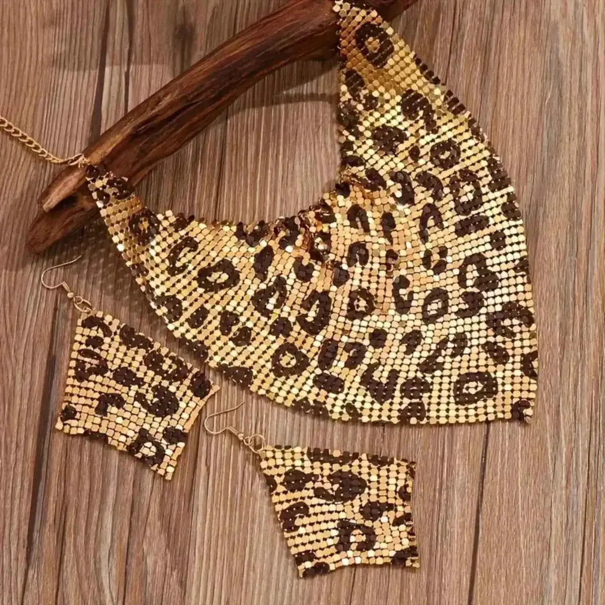 Leopard Necklace and Earrings Jewelry Set | Sugarz Chique Boutique