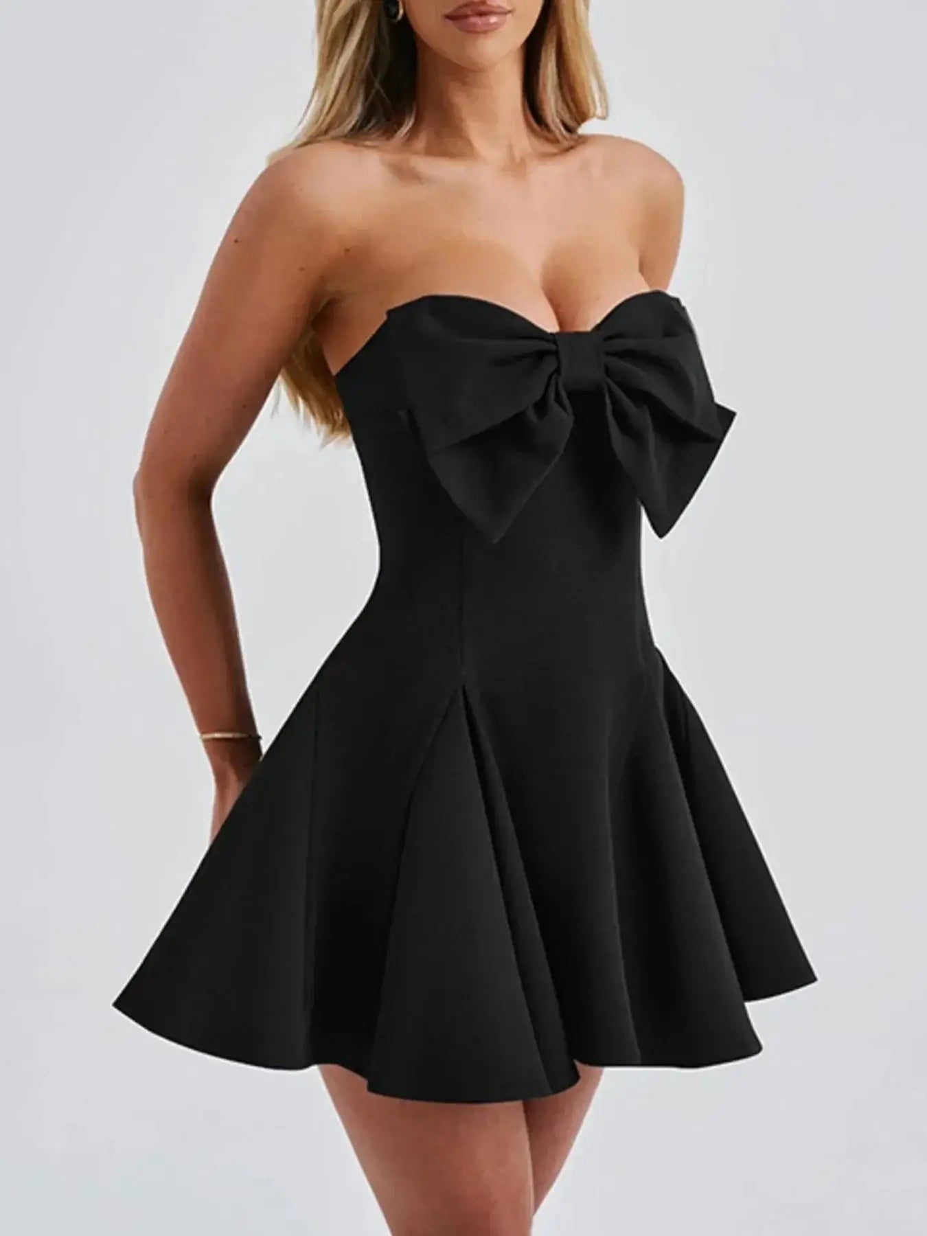 Bow Tube A - Line Mini Dress - Sugarz Chique Boutique