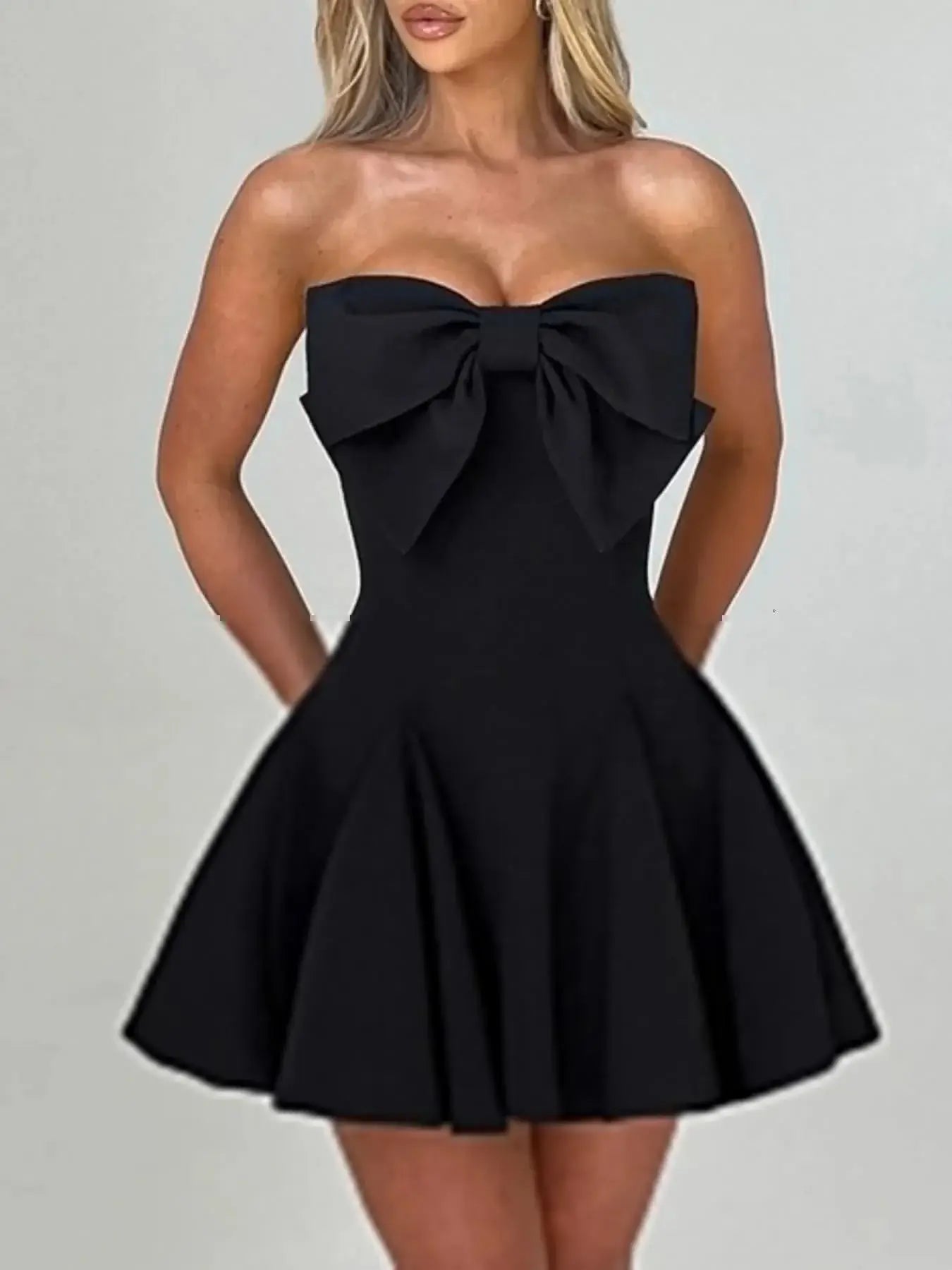 Bow Tube A - Line Mini Dress - Sugarz Chique Boutique