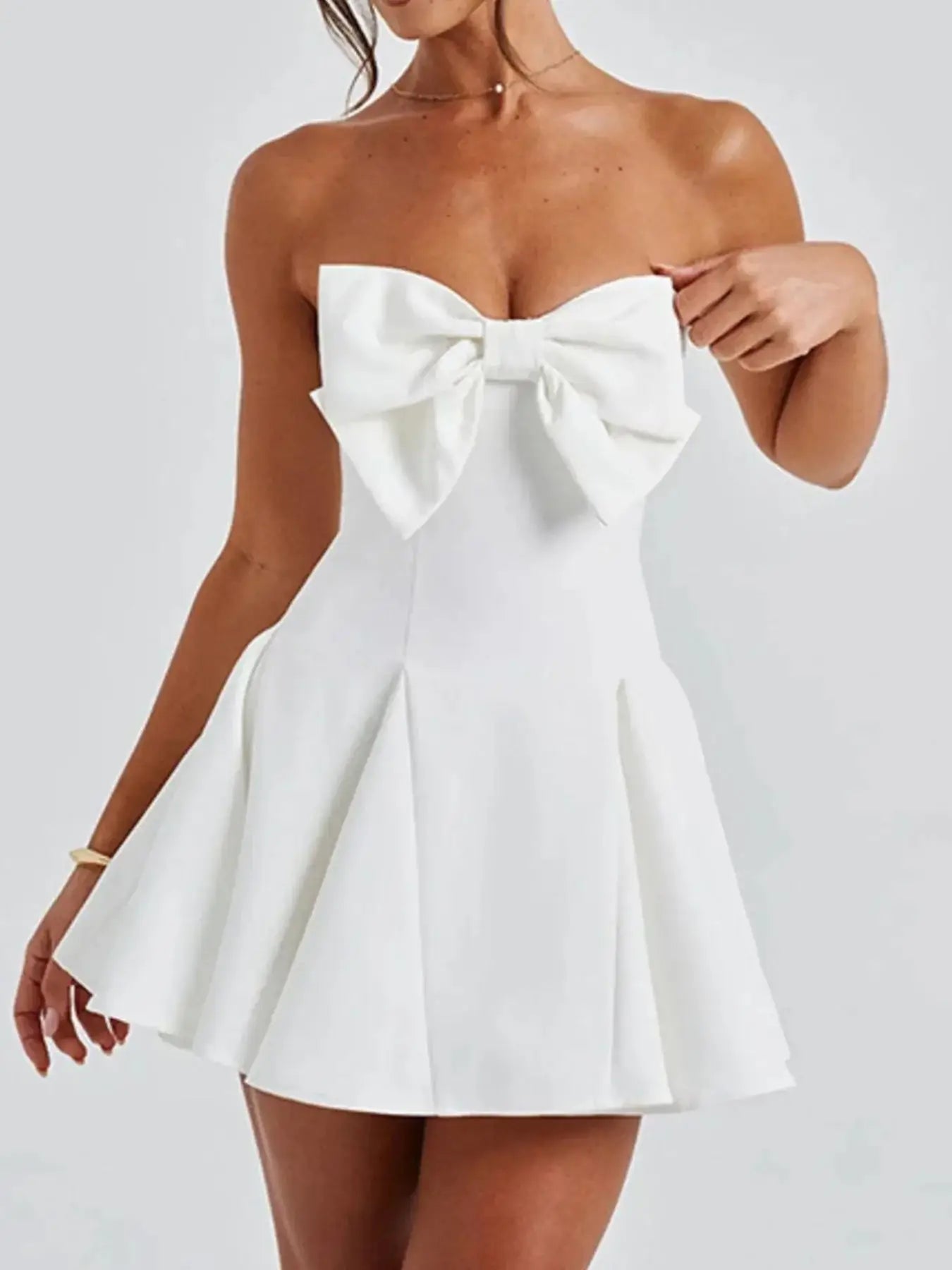 Bow Tube A - Line Mini Dress - Sugarz Chique Boutique