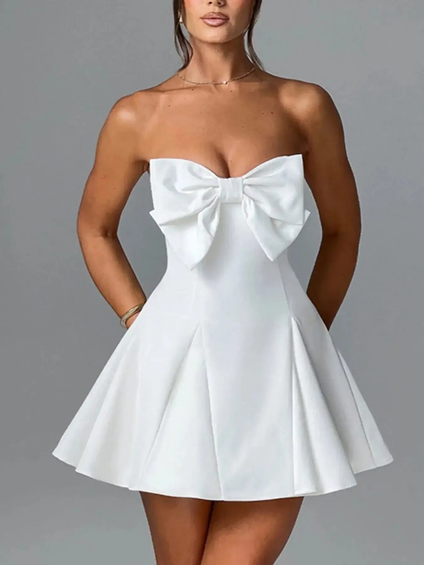 Bow Tube A - Line Mini Dress - Sugarz Chique Boutique