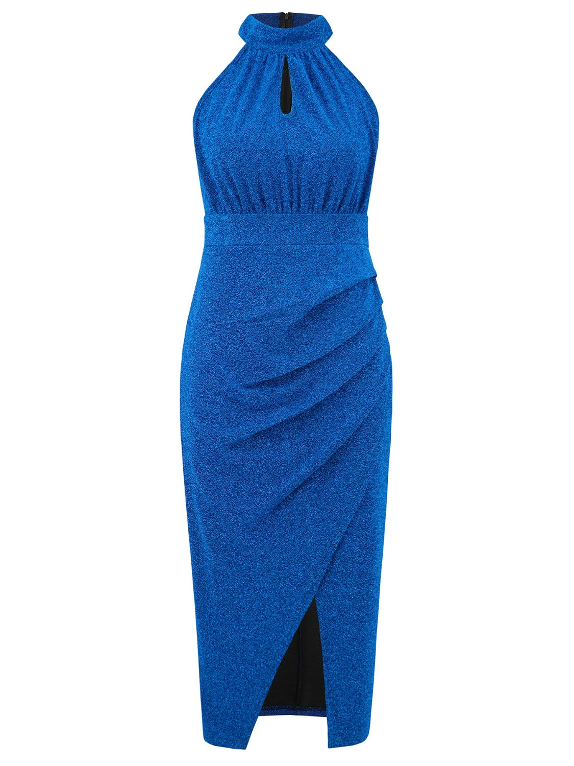 Slit Ruched Mock Neck Sleeveless Dress - Sugarz Chique Boutique
