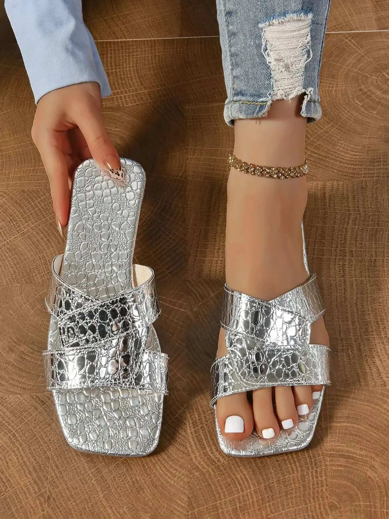 Cutout Open Toe Flats Slippers | Sugarz Chique Boutique