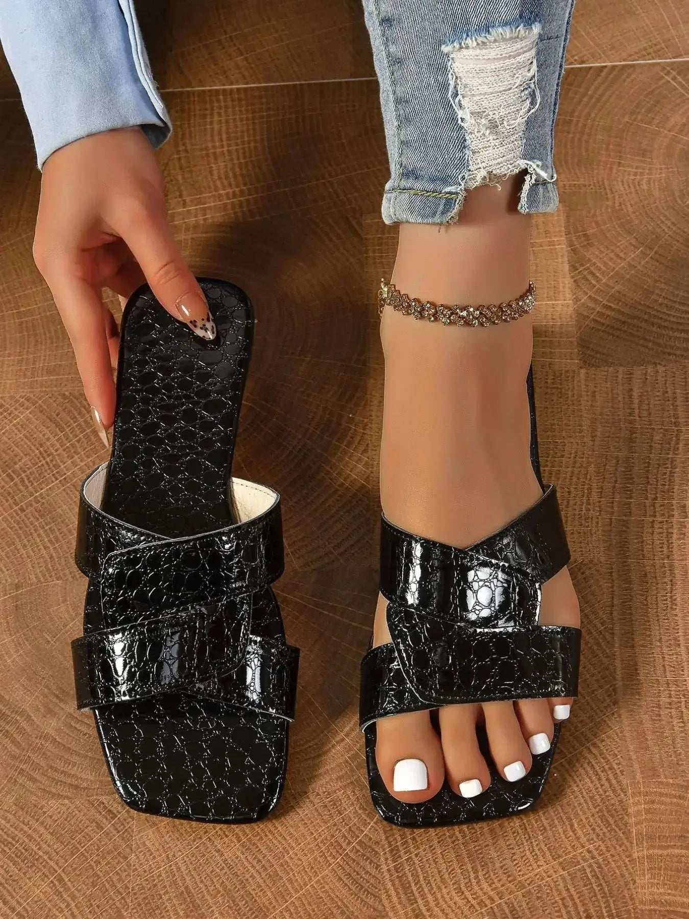 Cutout Open Toe Flats Slippers | Sugarz Chique Boutique